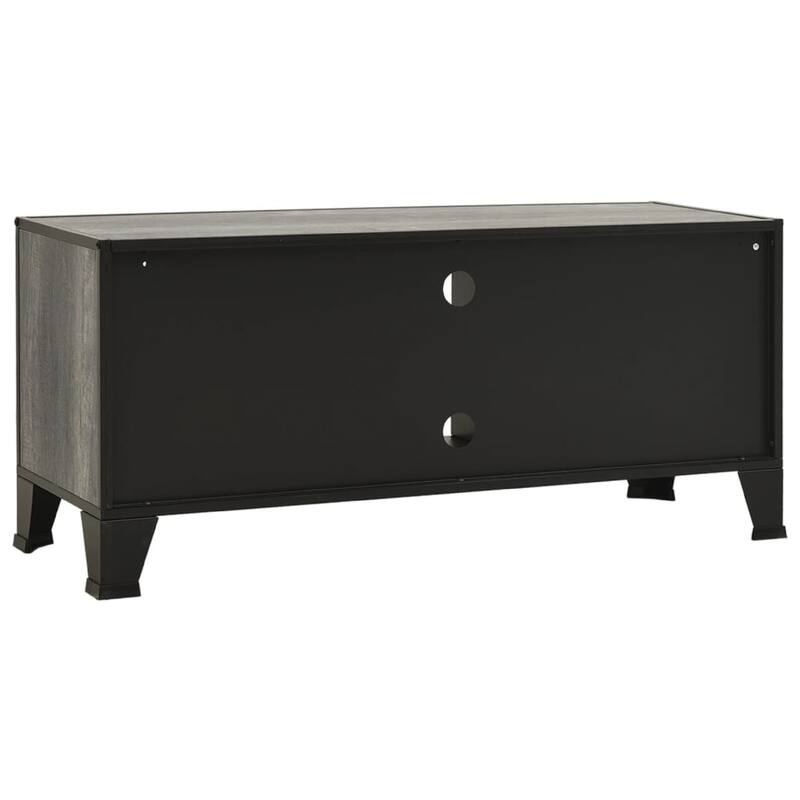 Andy 41 Inch TV Stand Media Cabinet, 2 Doors, 1 Shelf, Gray and Black
