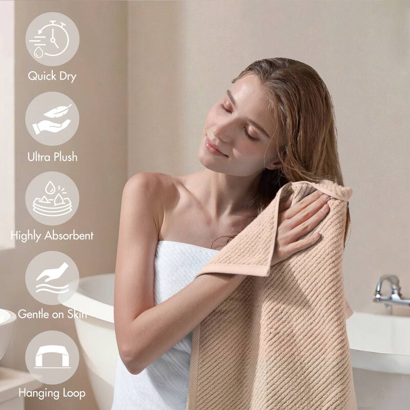 Madison Park Diagonal Ribbed Cotton Quick Dry Towel Set