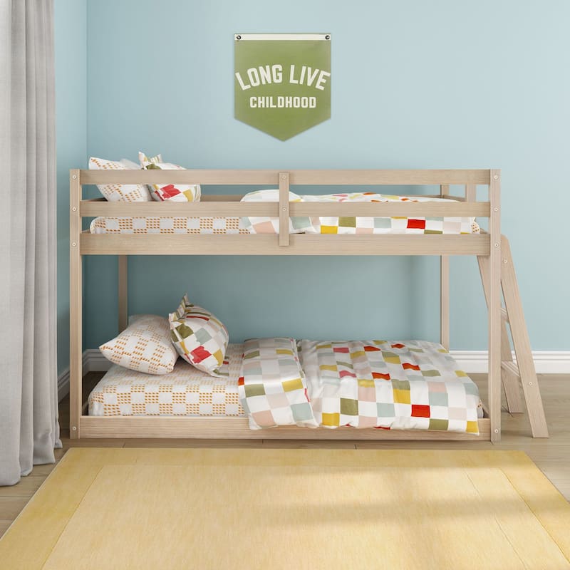 Now Furniture Low Bunk Bed for Kids, Twin over Twin