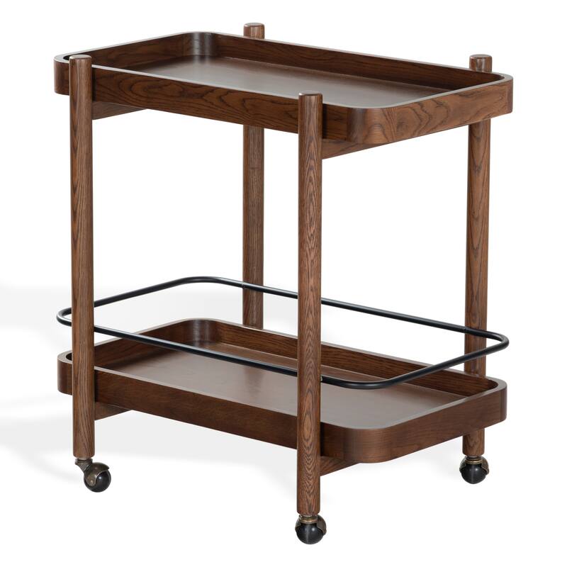 SAFAVIEH Couture Krystof 2-Shelf Wood Bar cart - 30"W x 20"D x 31"H