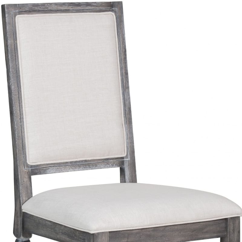 Linen Side Chairs with Grey Wood Legs & Solid Back Set of 2 - 20" L X 22" W X 40" H