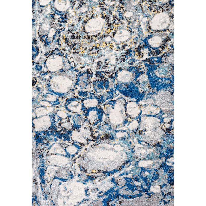 JONATHAN Y Linear Marbled Abstract Area Rug - 4 X 6 - Dark Gray/Blue