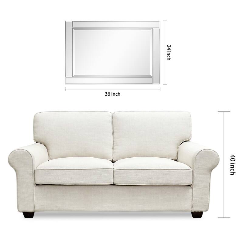 Beveled Rectangle 1"-Beveled Center Wall Mirror with Solid Wood Frame - Clear