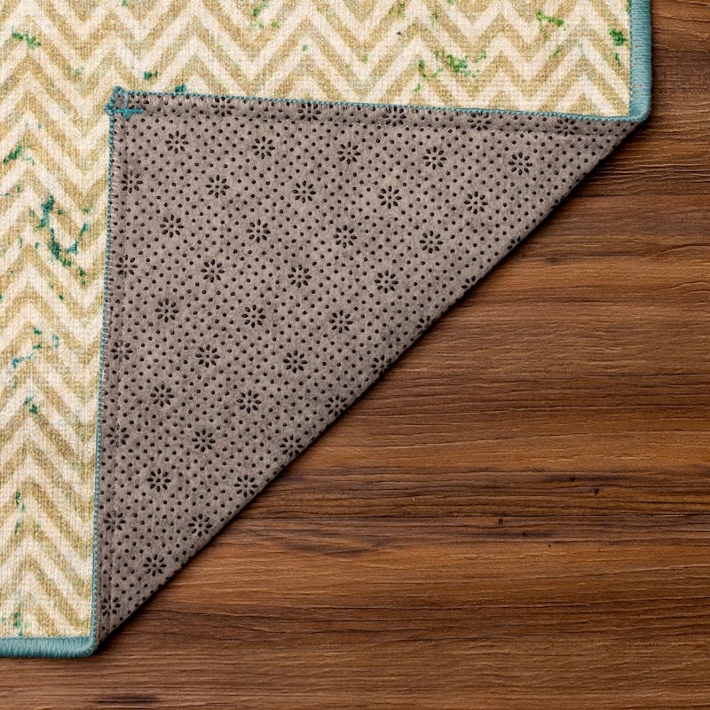 My Magic Carpet Machine Washable Rug Hazel Chevron Teal