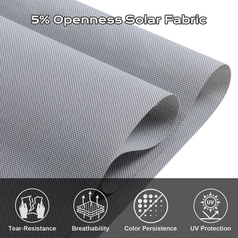 Aoodor 5% Openness Cordless Solar Fabric Roller Shade, 95% UV Protection Blinds