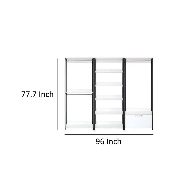 Cox Modular Closet System, 8 Shelves, 3 Hanging Rods, Black Metal