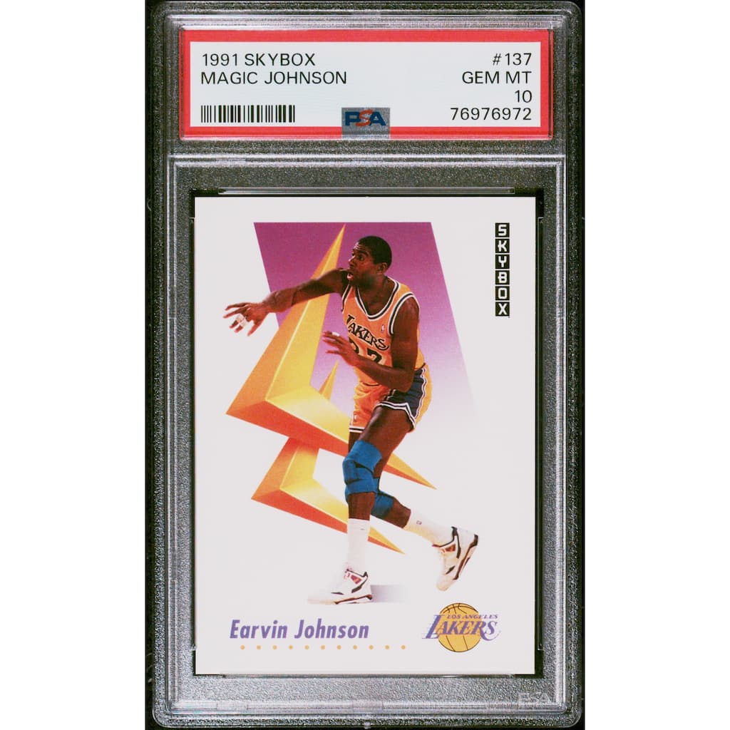Magic Johnson 1991 Skybox Basketball Card #137 Graded PSA 10 - 8'6" x 11'6"