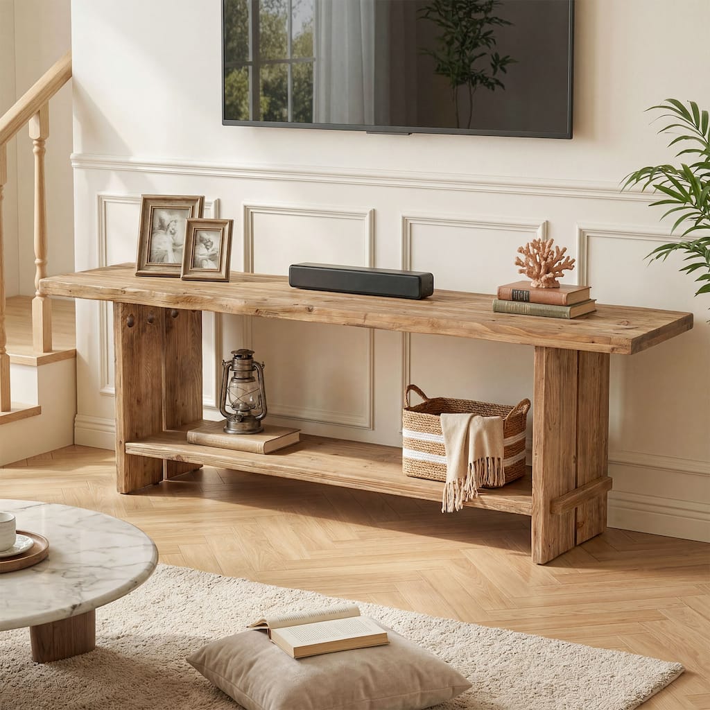 71" Solid Wood TV Stand for 55/65/75/85-Inch TV