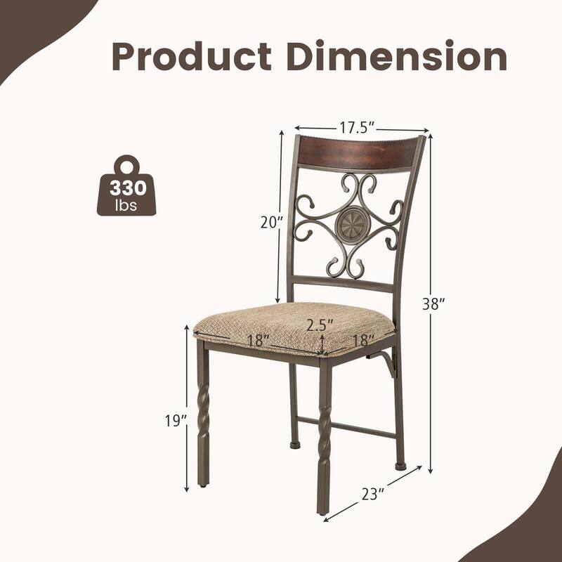 Costway Set of 2/4 Dining Room Chairs Armless Kitchen Chairs Set with
