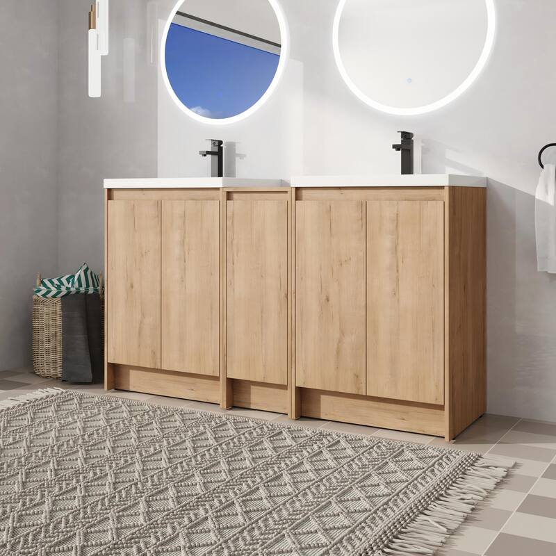 Malwee 36"/48"/60" Bathroom Vanity with Sink, FreeStanding Vanity with Soft Close Door and Adjustable Shelf