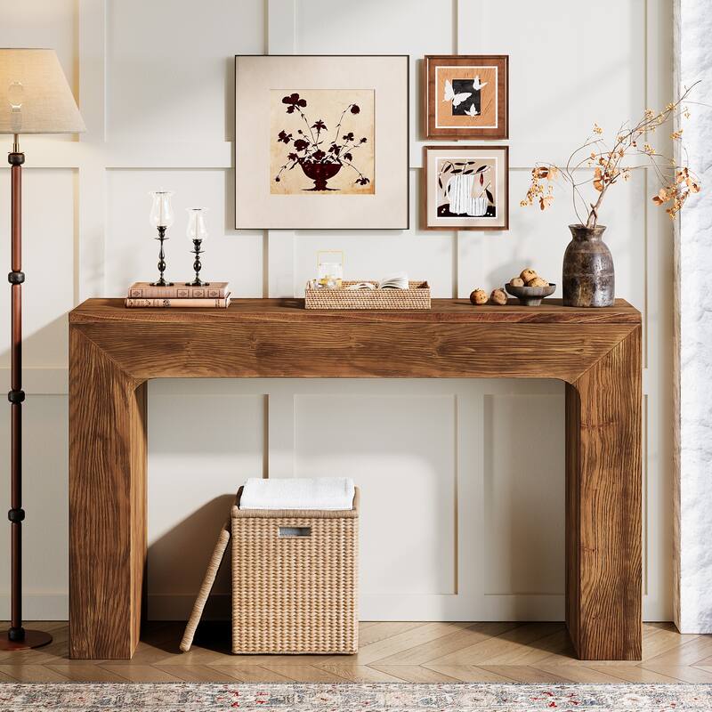 43.3" Solid Wood Console Table with Double Base