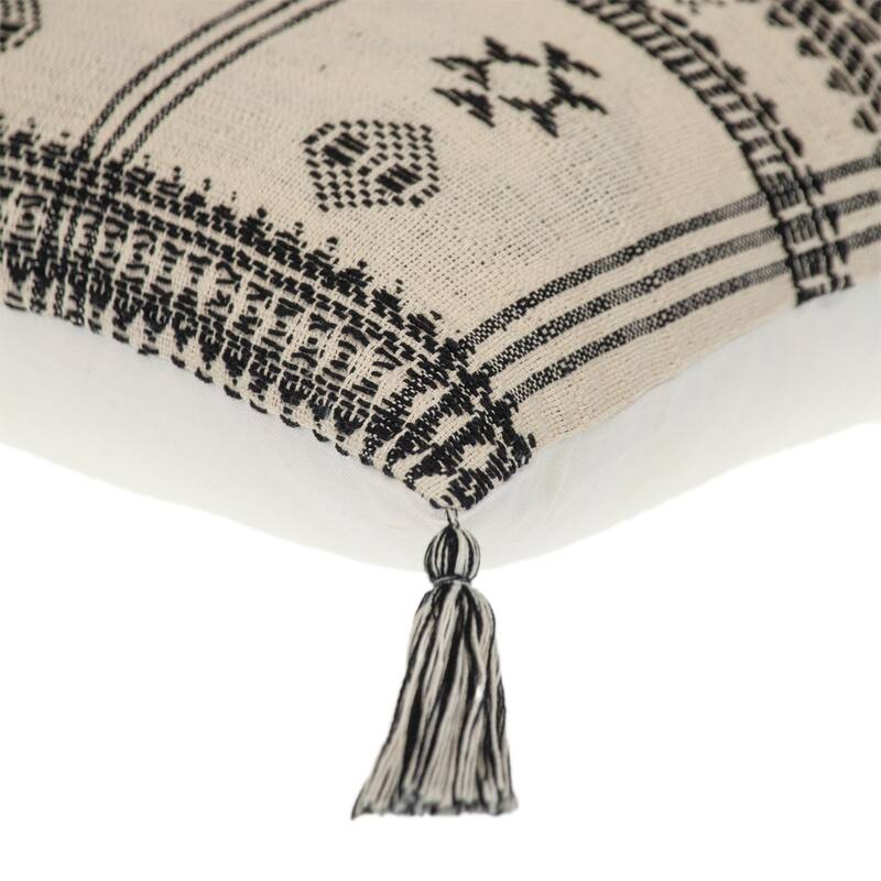 Boho Square Throw Pillow - 18" - Beige and Black