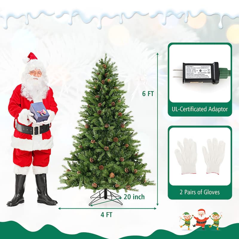 Gymax 6 FT Pre-Lit New PE & PVC Christmas Tree 3-Minute Quick Shape
