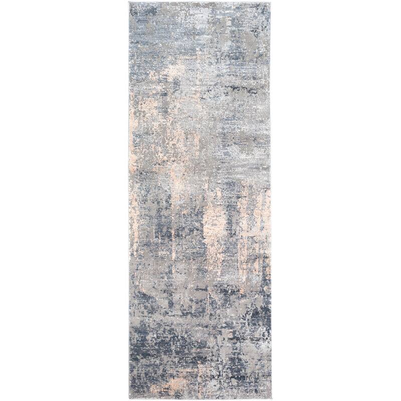 Livabliss Modern & Contemporary Alpine Abstract Area Rug - 2'7" x 7'3" - Medium Grey