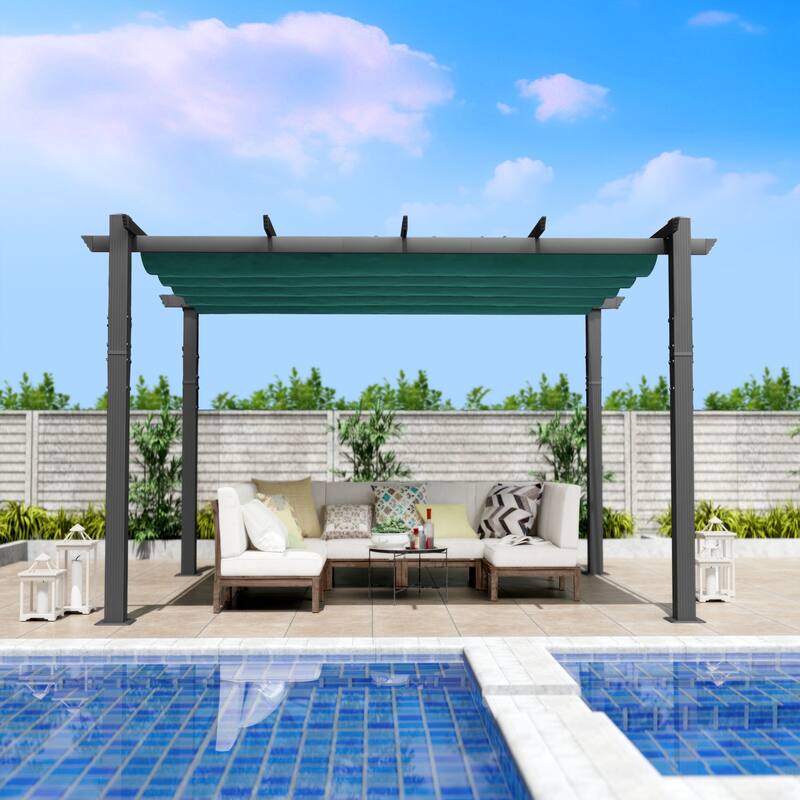 Kozyard Atlantics Outdoor 10'x13' Extra Large BBQ Grill Pergola with Sun Shade Gazebo Canopy
