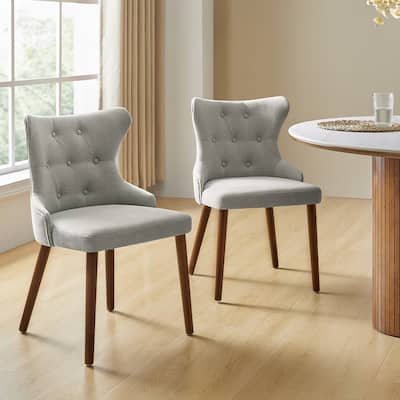 Pedro Mid-century Modern Dining Chair with Solid Wood Legs Set of 2 by HULALA HOME