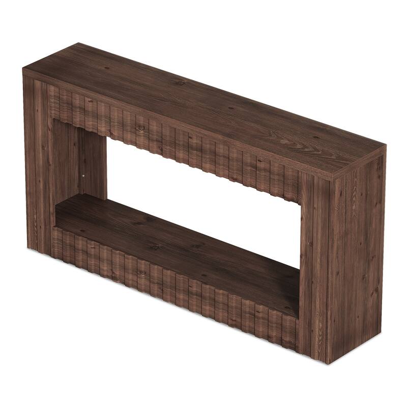 Solid Wood Sofa Table, 63" Long Console Table with Open Storage, Entryway Table for Living Room, Hallway, Foyer