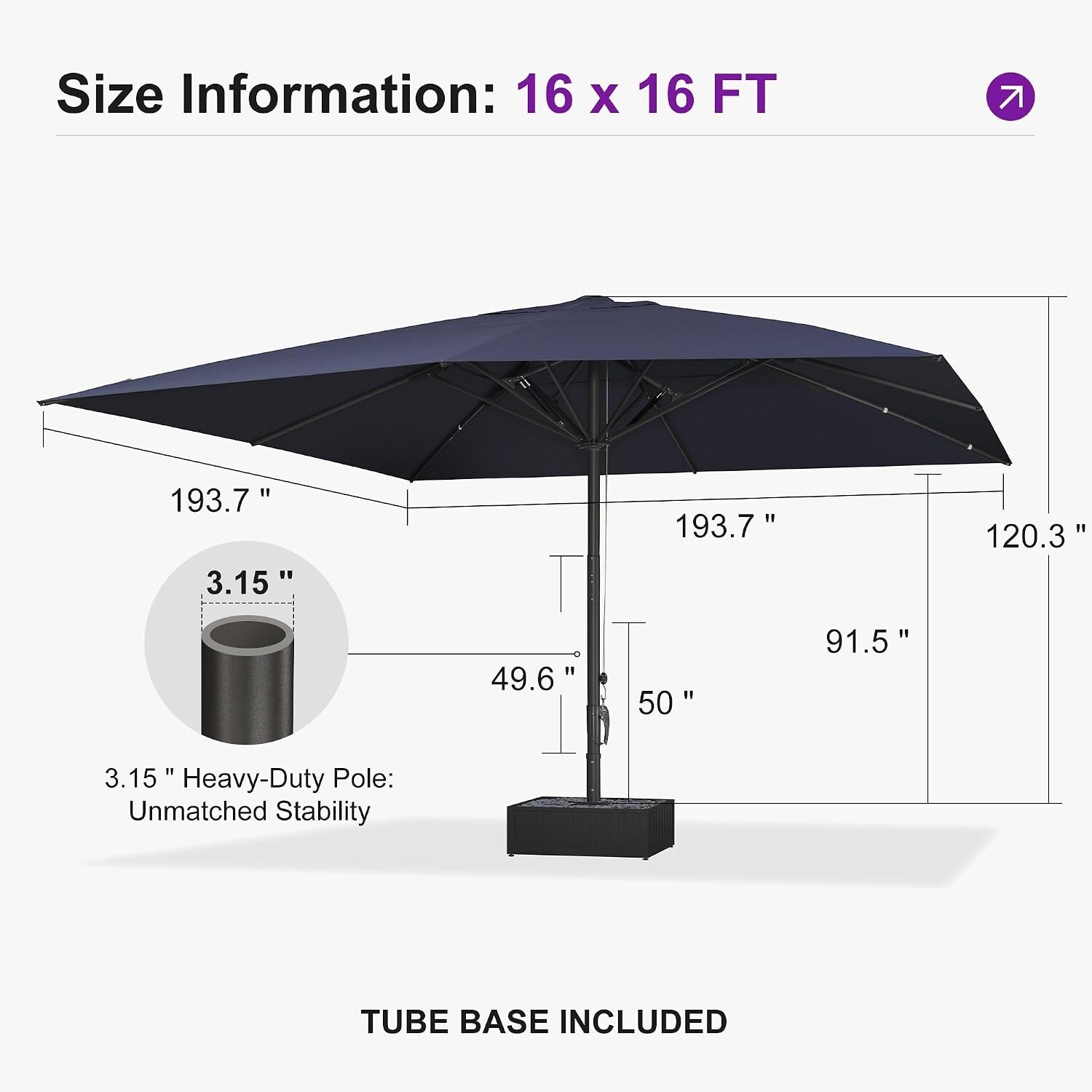 16ft patio umbrella Market w/ Cross Base, Crank, Aluminum Frame leesa2f.com The 33% heavier FIM Flexy Aluminum 10 x