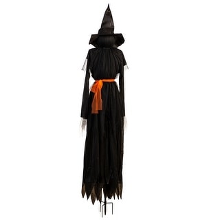 Witch Lighted Fabric Garden Stake with Orange Bow, 76" - Bed Bath & Beyond - 40986379