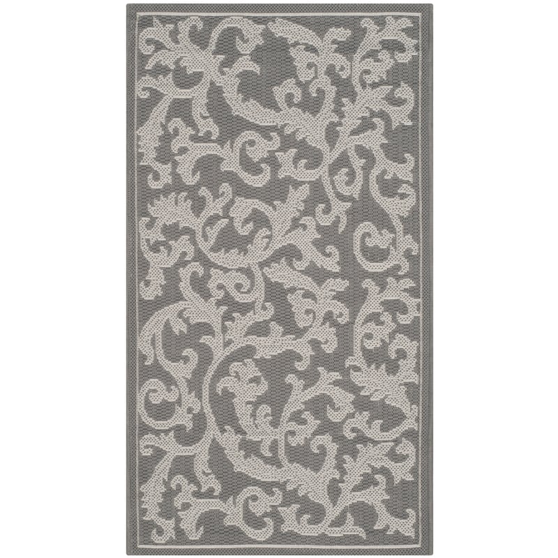 SAFAVIEH Courtyard Tudora Indoor/ Outdoor Waterproof Patio Backyard Rug - 2' x 3'7" - Anthracite/Light Grey