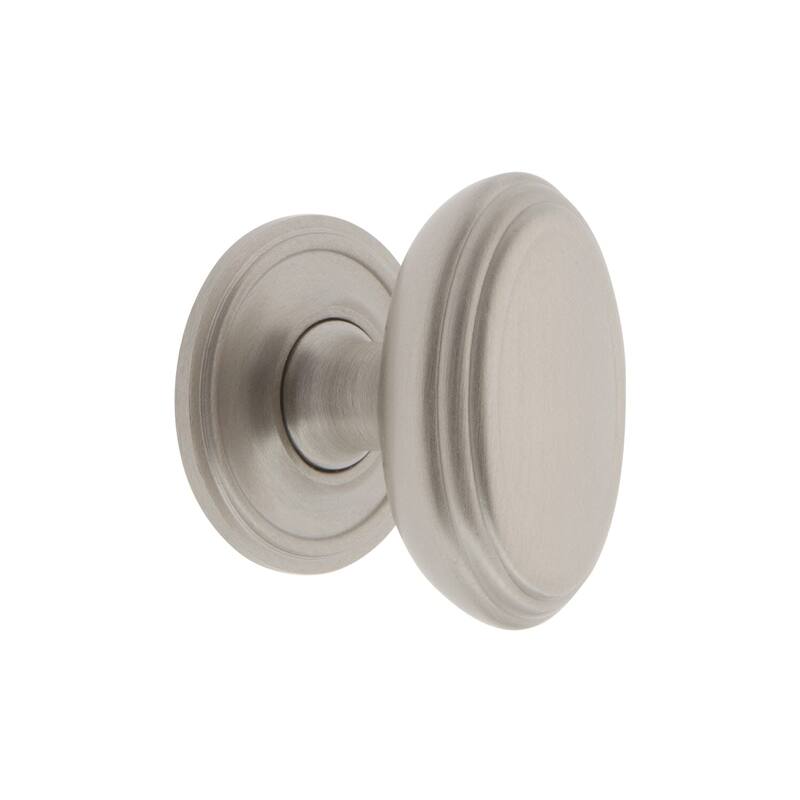 Grandeur ANNE-BRASS-KNOB-GEO Anneau 1-3/4" Solid Metal Flat Oval - Satin Nickel