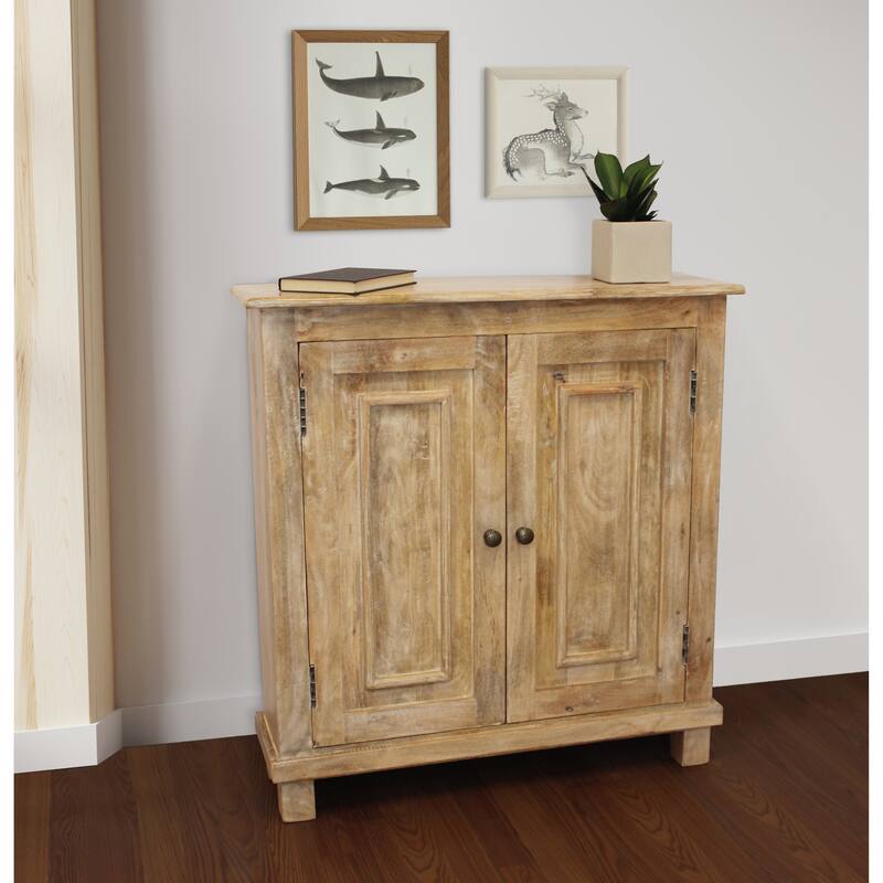 Jenna 2-Door Solid Wood Sideboard in Distressed Natural Finish