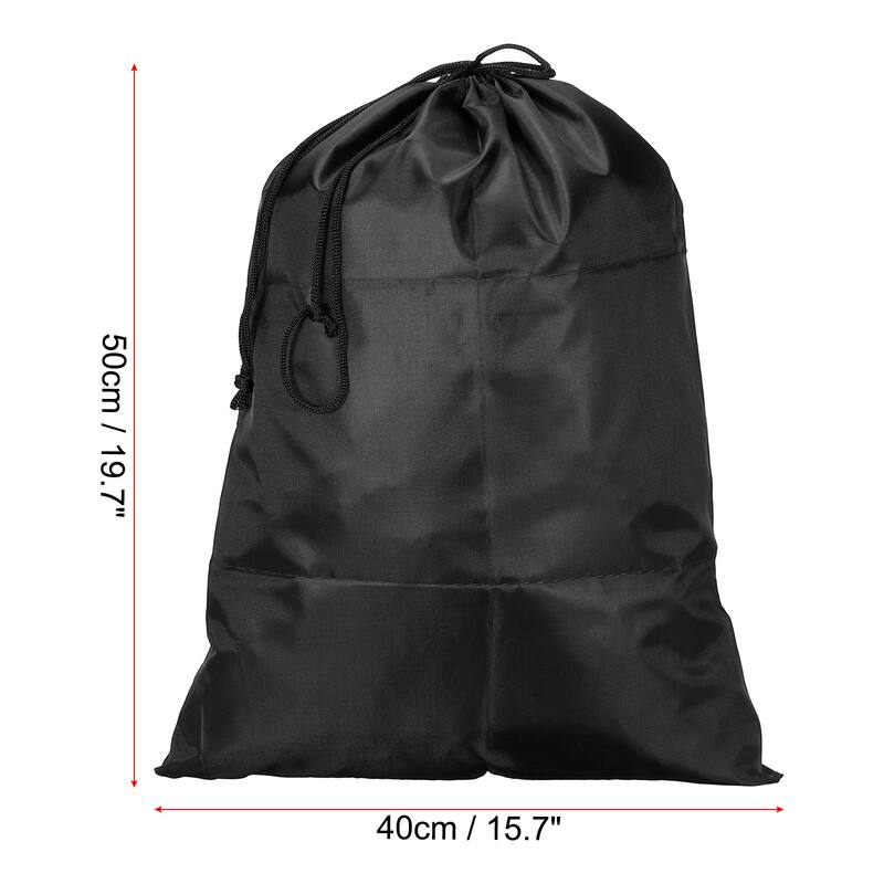 19.7" Height Clothes Storage Double Drawstring Bag for Camping, Black