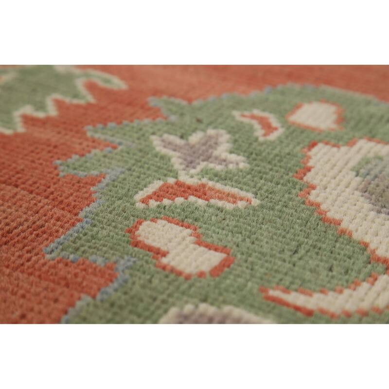 Hand Knotted Oriental 100% Wool Carpet Transitional All-Over Oranges & Rust Oushak Area Rug - 8' 10'' X 6' 1''