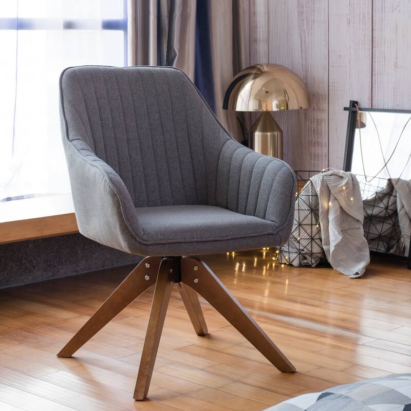 Art Leon Modern Home Office Swivel Arm Accent Chair with Wood Legs