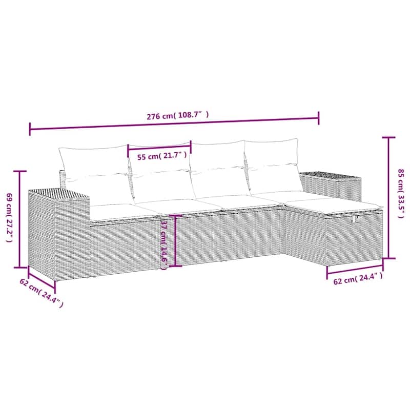 vidaXL Garden Sofa Set Beige/Black/Brown/Grey