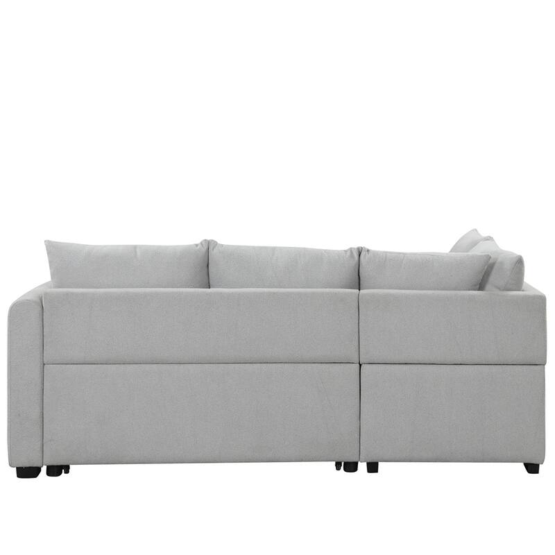 82.6" L-shaped Sectional Pull Out Sofa Bed Sleeper Sofa