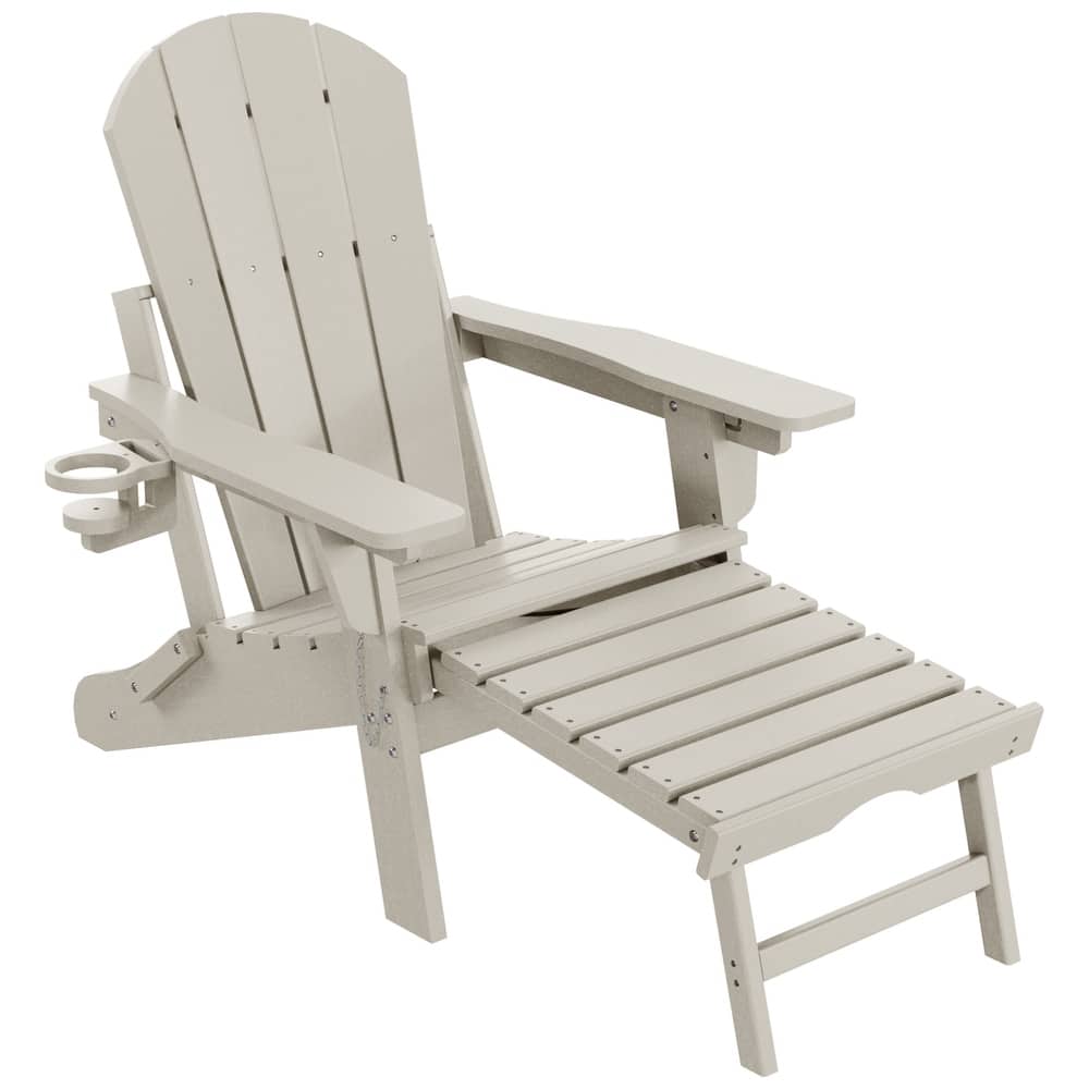 Laguna Outdoor Folding Adjustable Adirondack Chair with Cup Holder & Hideaway Ottoman