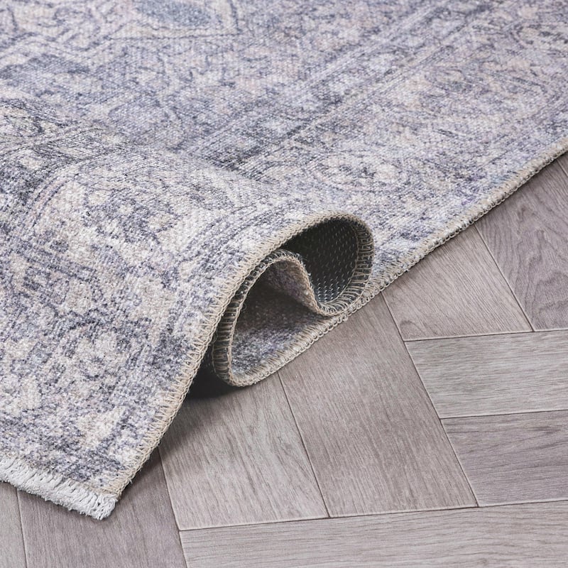World Rug Gallery Distessed Medallion Machine Washable Area Rug