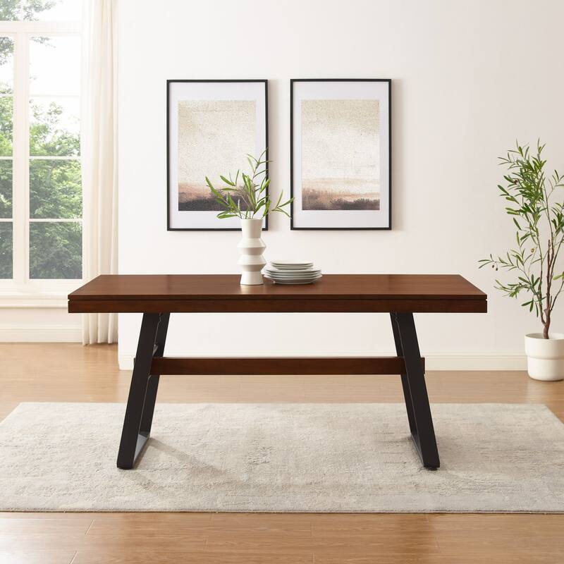 Walker Edison Urban Metal Frame Dining Table - Dark Walnut