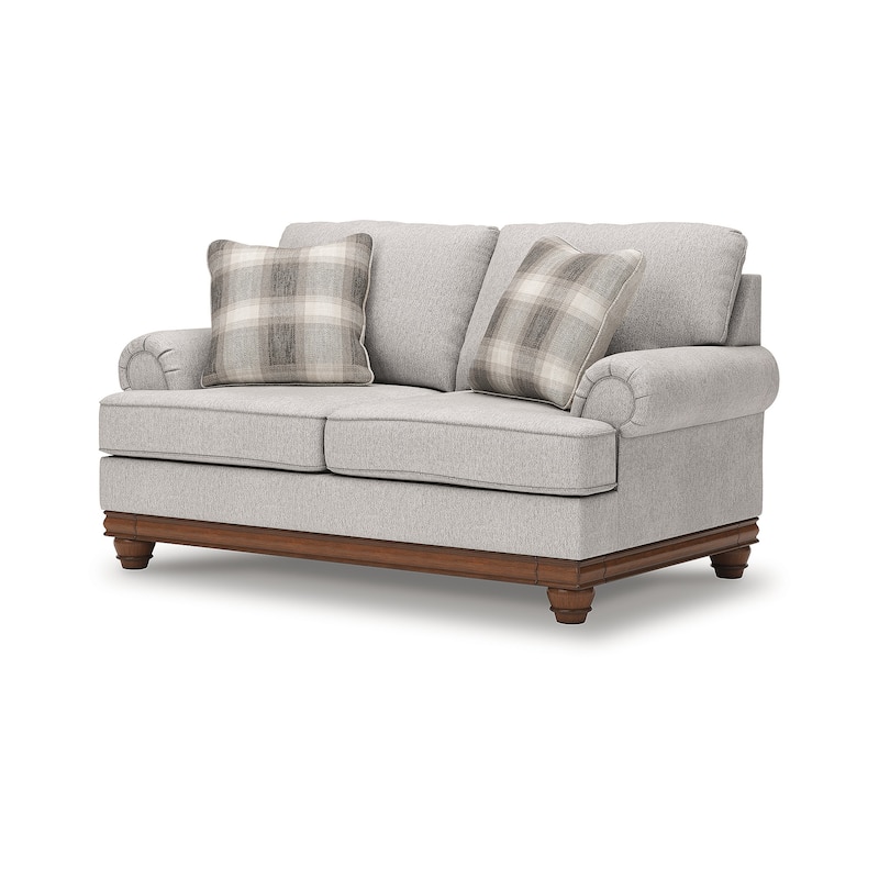 Signature Design by Ashley Meadowview Light Gray/Brown Loveseat - 73" W x 41" D x 40" H