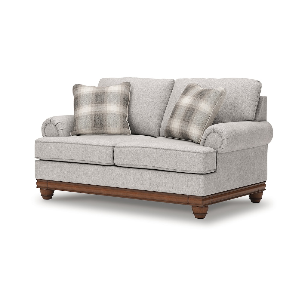 Signature Design by Ashley Meadowview Light Gray/Brown Loveseat - 73" W x 41" D x 40" H