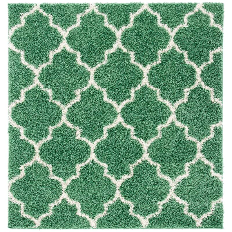 SAFAVIEH Venus Shag Bogdanka 1.75-inch Thick Rug - 6'7" Square - Green/Ivory