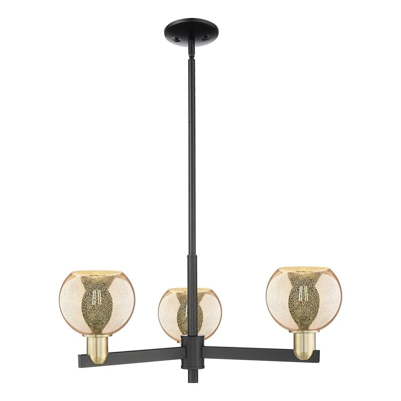 Innovations Lighting Endless Possibilities Arcadia - Athens - 3 Light 28" Stem Hung Chandelier - Mercury/Black Antique Brass