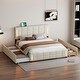 preview thumbnail 2 of 11, Queen Size Upholstered Platform Bed with Twin Size Trundle Wood Bed Frame & Drawers Storage Bed for Kids Teens Adults, Beige