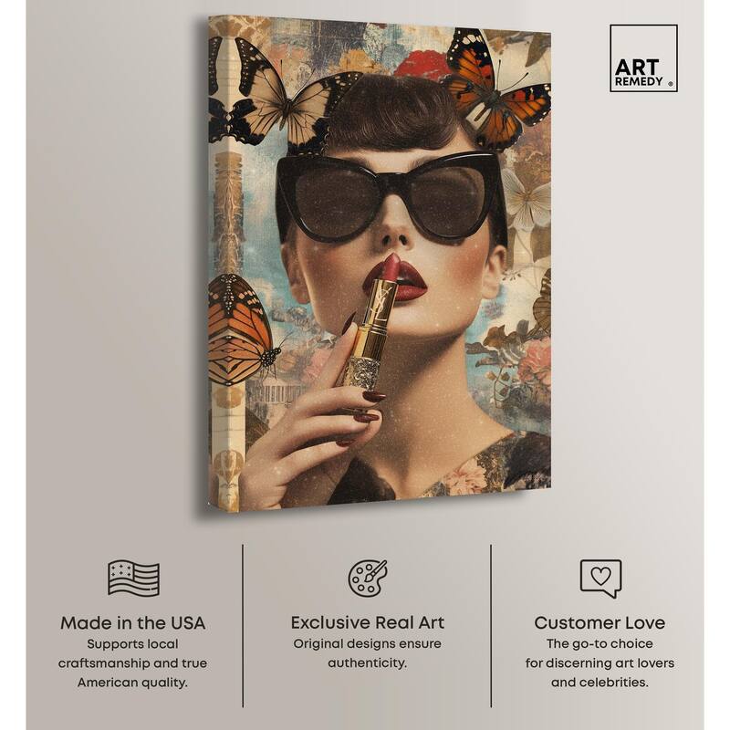 Iconic Lady Butterfly Collage II Canvas by Art Remedy, Gallery Wrapped