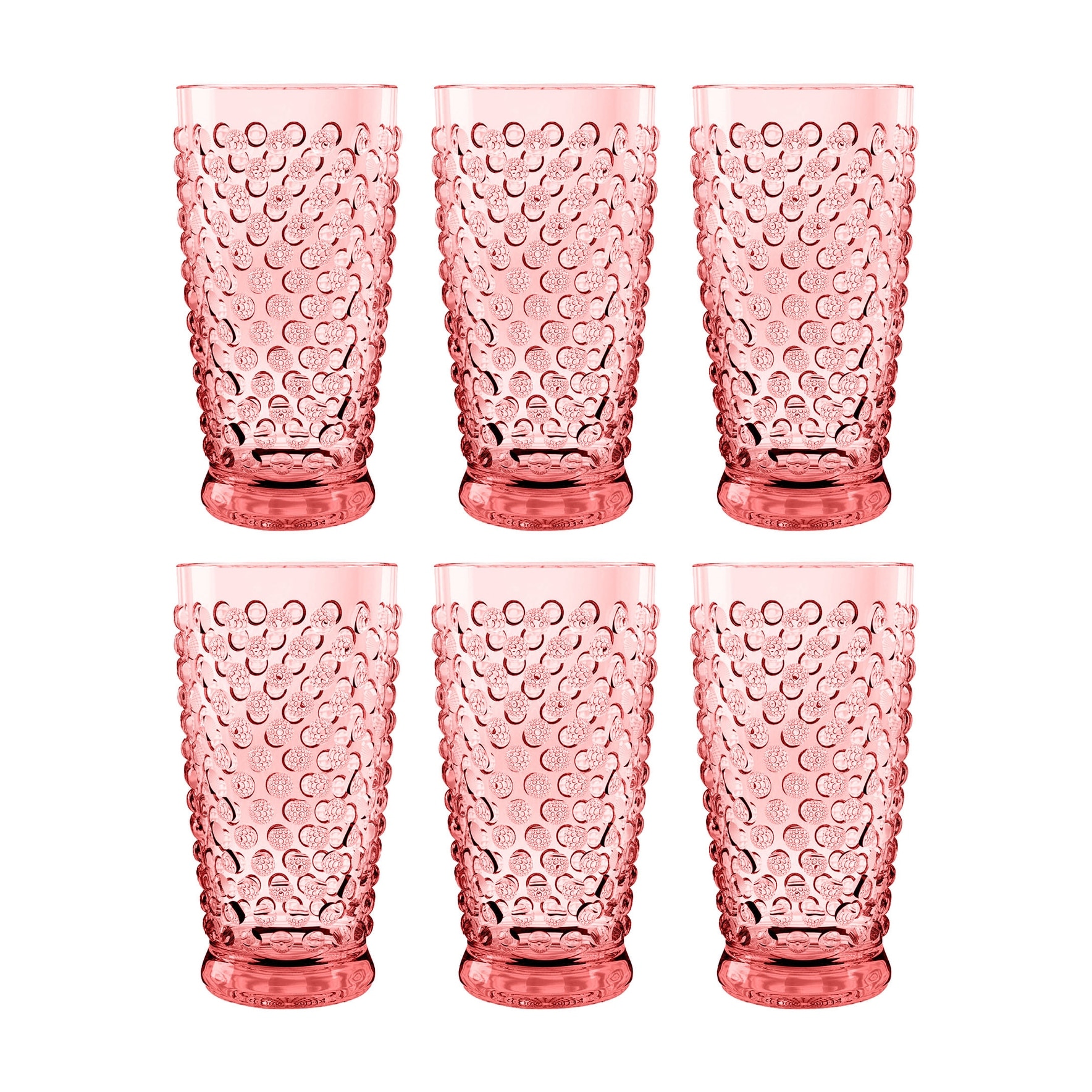 Abode Homewares Hobnail Acrylic Drinking Glasses - 20 oz - Set of 6