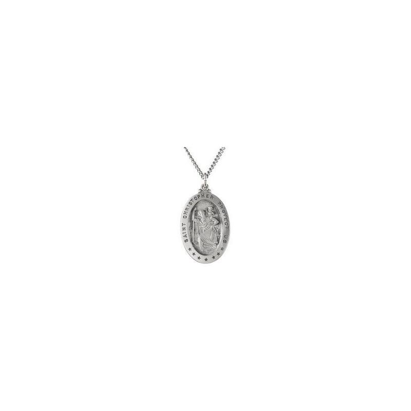 Curata 925 Sterling Silver Necklace 29x20mm St. Christopher Medal 18" Necklace