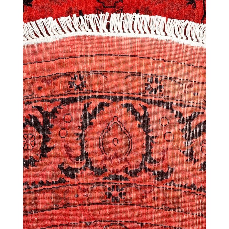 Overton Hand Knotted Wool Vintage Inspired Modern Contemporary Overdyed Red Square Area Rug - 5' 1" x 5' 1"