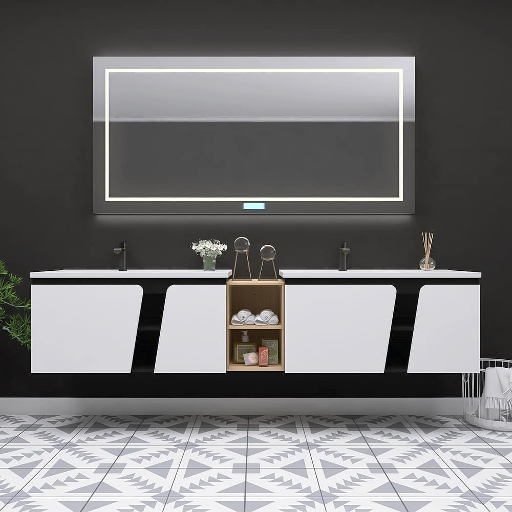 Bathroom Vanity With Sink In 32/36/40/84/76/92 Inch, Floating Bathroom Vanity With Soft Close Door