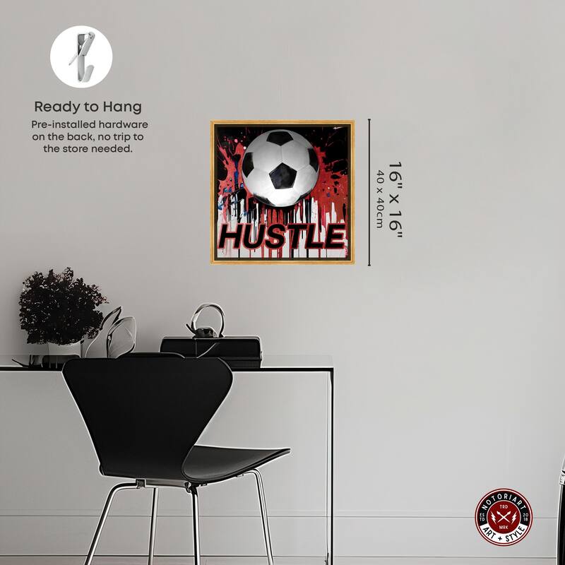 Notoriart Soccer Red Splash Framed Soccer 1 Piece Canvas Wall Art