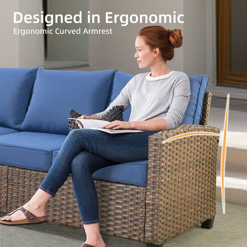 XIZZI 7-Piece Outdoor Wicker Conversation Set