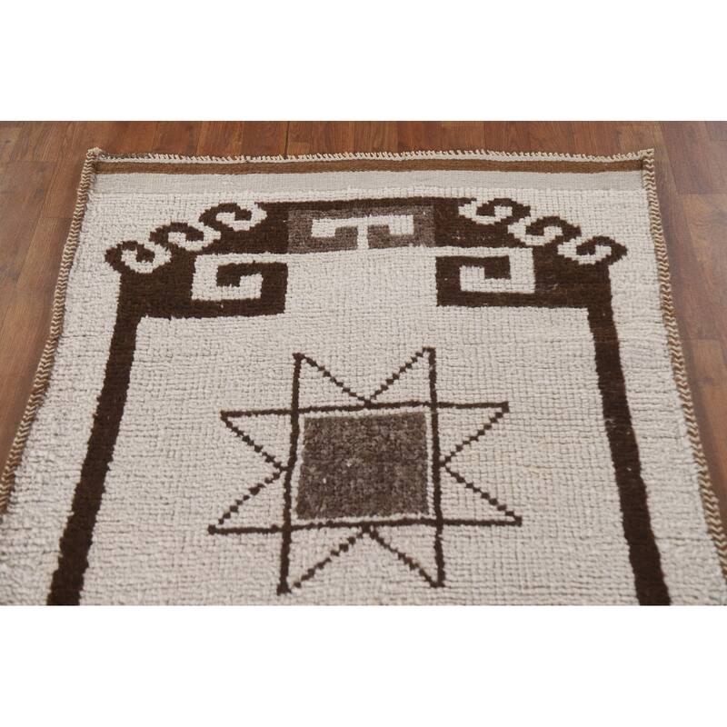 Anatolian Turkish Runner Rug Handmade Geometric Wool Carpet - 3'2"x 11'7"