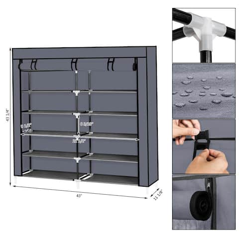 portable shoe rack, wardrobe, fabric shoe storage cabinet, 7-layer