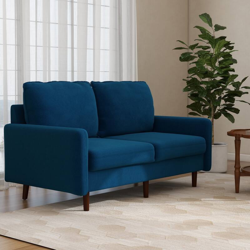Velvet Loveseat Sofa With Wood Legs