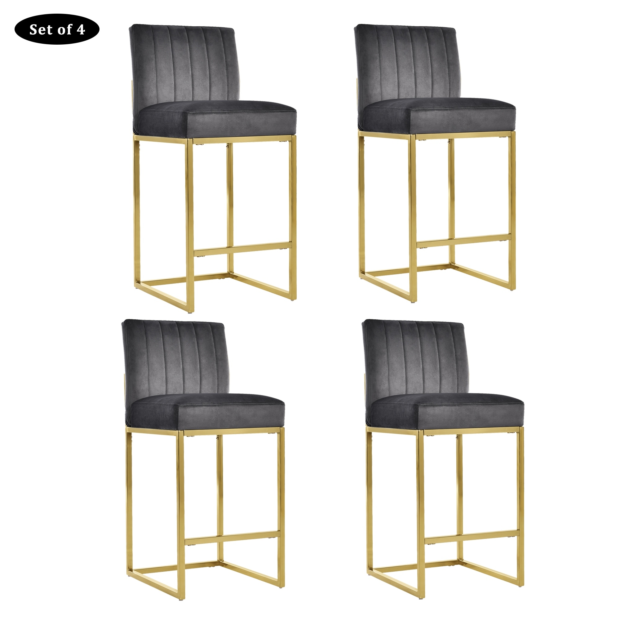 Set of 4 Bar Stools with Footrest with Lumbar Support Bed Bath